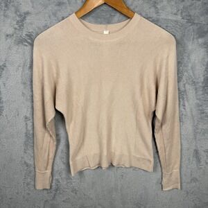 Lululemon Women's Sweater 0 Slim Fit Crew Neck Cashmere Blend Cream